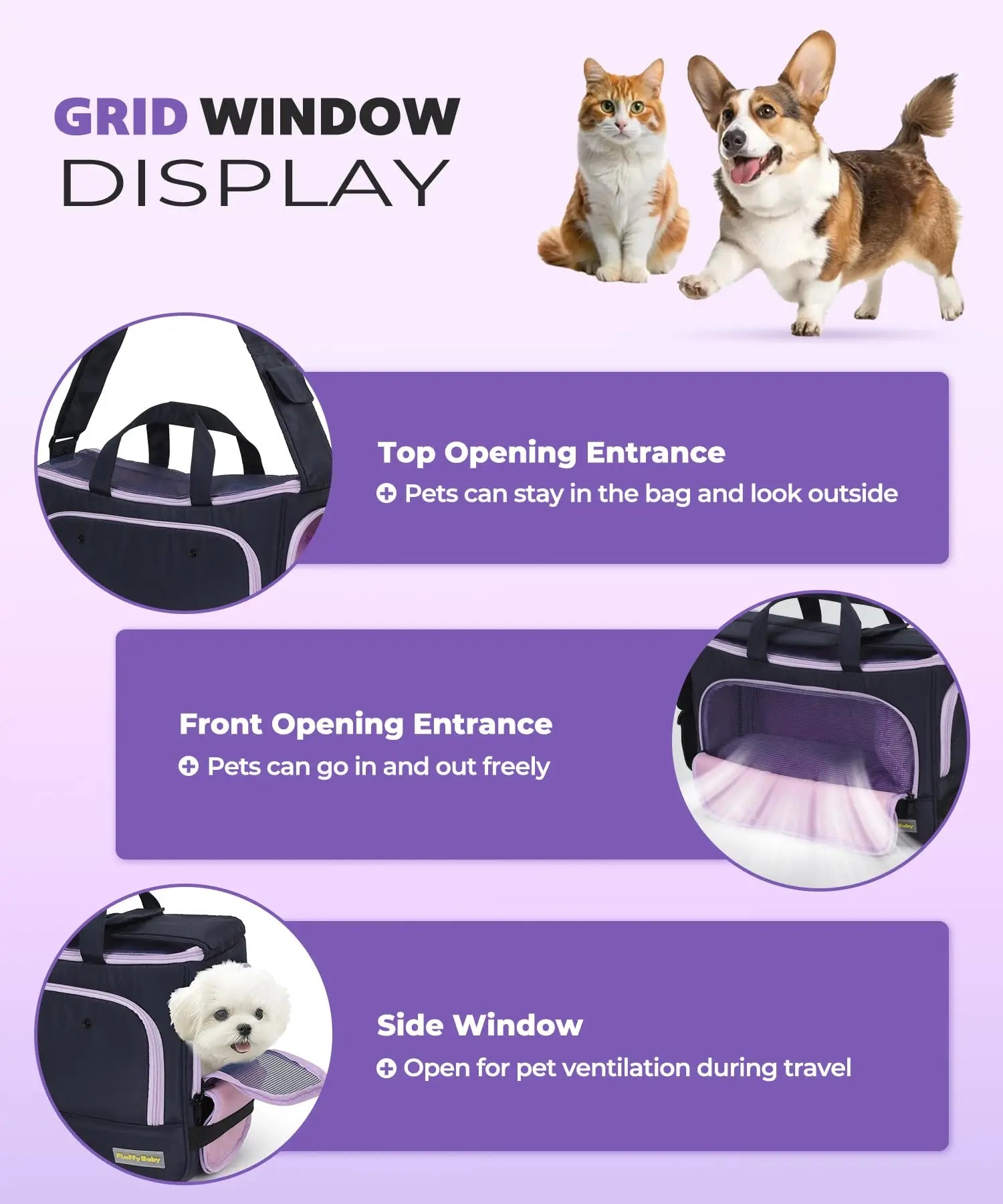 Pet Travel Carrying Bag Crossbody Bag Portable Puppy Pet Bag Handbag with Adjustable Shoulder Strap Small Pet Supplies