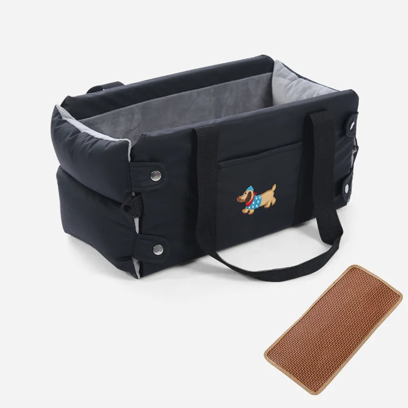 Puppy Dog Car Seat Travel Central Control PU Leather Pet Carrier for Small Dogs Chihuahua Cats Car Transport Dog Accessories