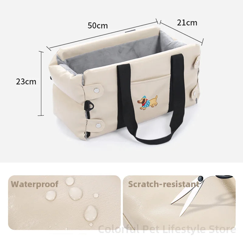 Puppy Dog Car Seat Travel Central Control PU Leather Pet Carrier for Small Dogs Chihuahua Cats Car Transport Dog Accessories