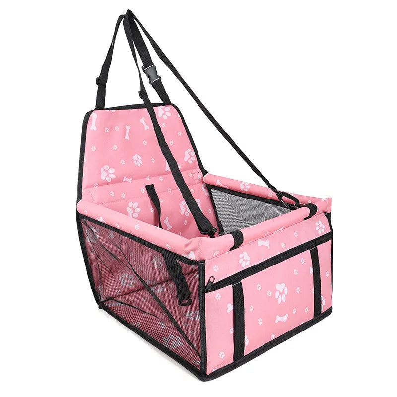 Pet Reinforce Car Booster Seat for Dog Cat Portable and Breathable Bag with Seat Belt Dog Carrier Safety Stable for Travel Look