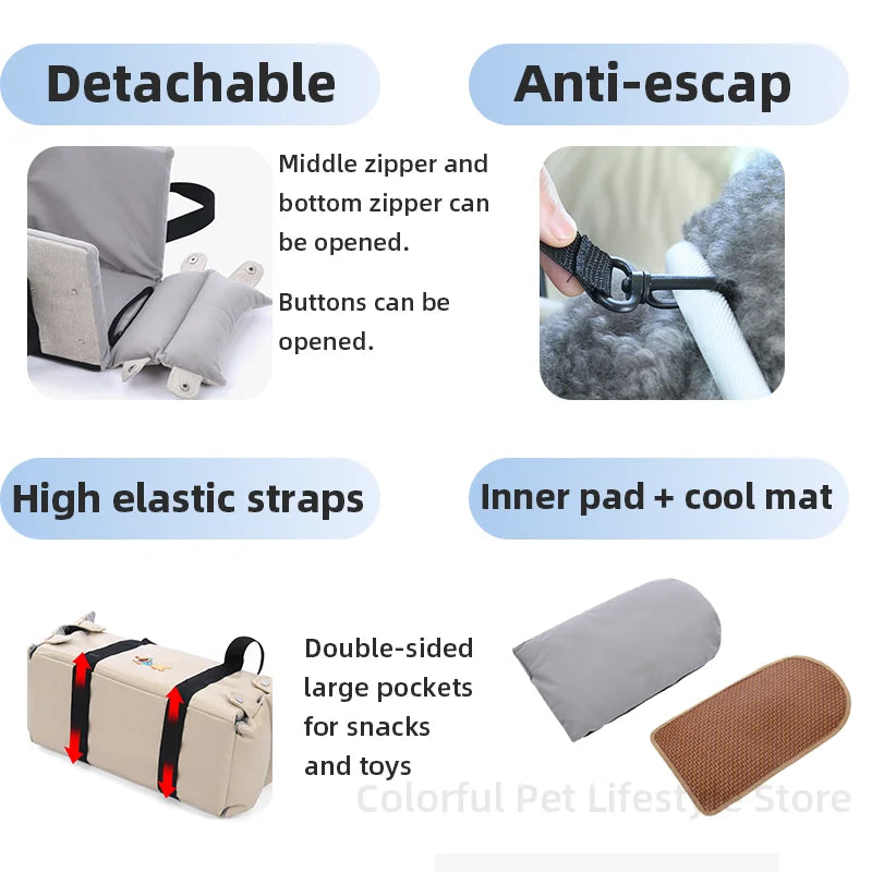 Puppy Dog Car Seat Travel Central Control PU Leather Pet Carrier for Small Dogs Chihuahua Cats Car Transport Dog Accessories