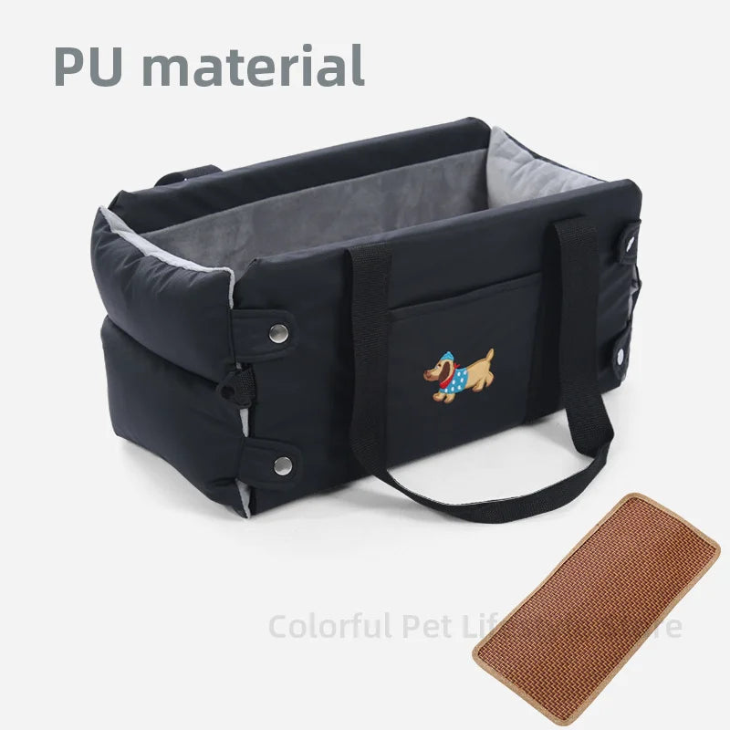 Puppy Dog Car Seat Travel Central Control PU Leather Pet Carrier for Small Dogs Chihuahua Cats Car Transport Dog Accessories