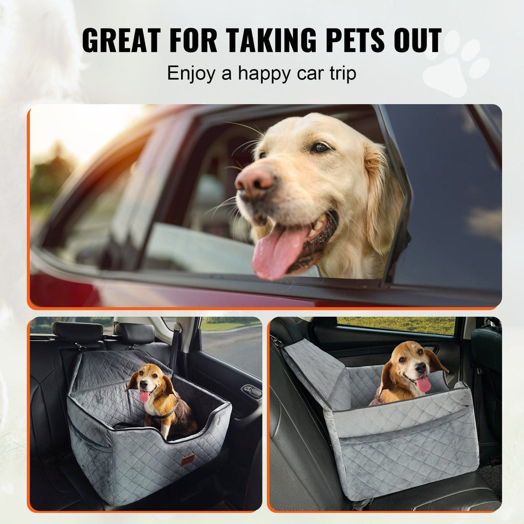 VEVOR Dog Booster Car Seat Pet Car Seat for Medium Large Dog up to 55 lbs Gray